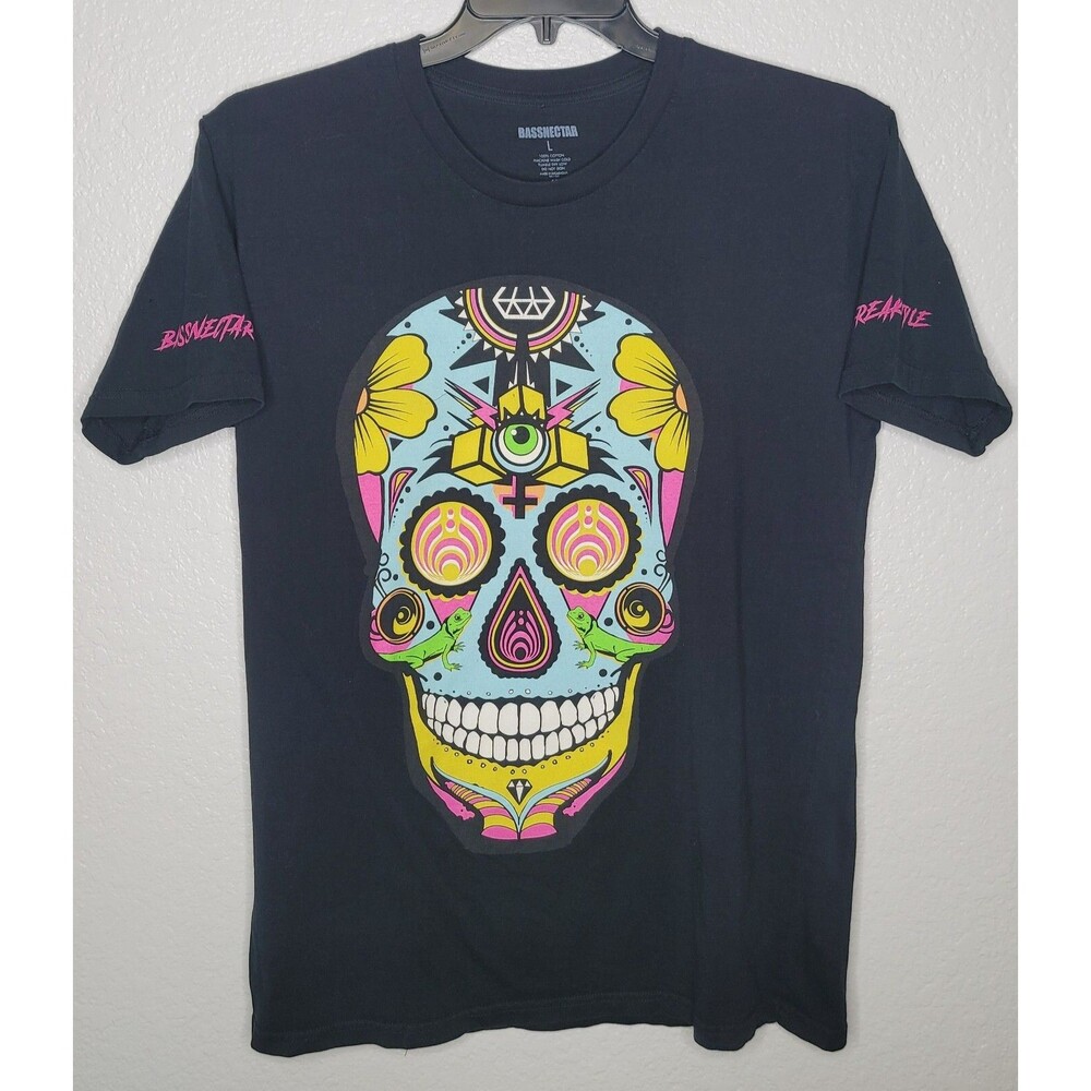 Bassnectar Freakstyle T Shirt Men Large Black Graphic EDM Skull READ‎
